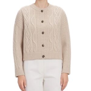 Old Navy Cropped Chunky Cable Knit Cardigan in Cream Size Small